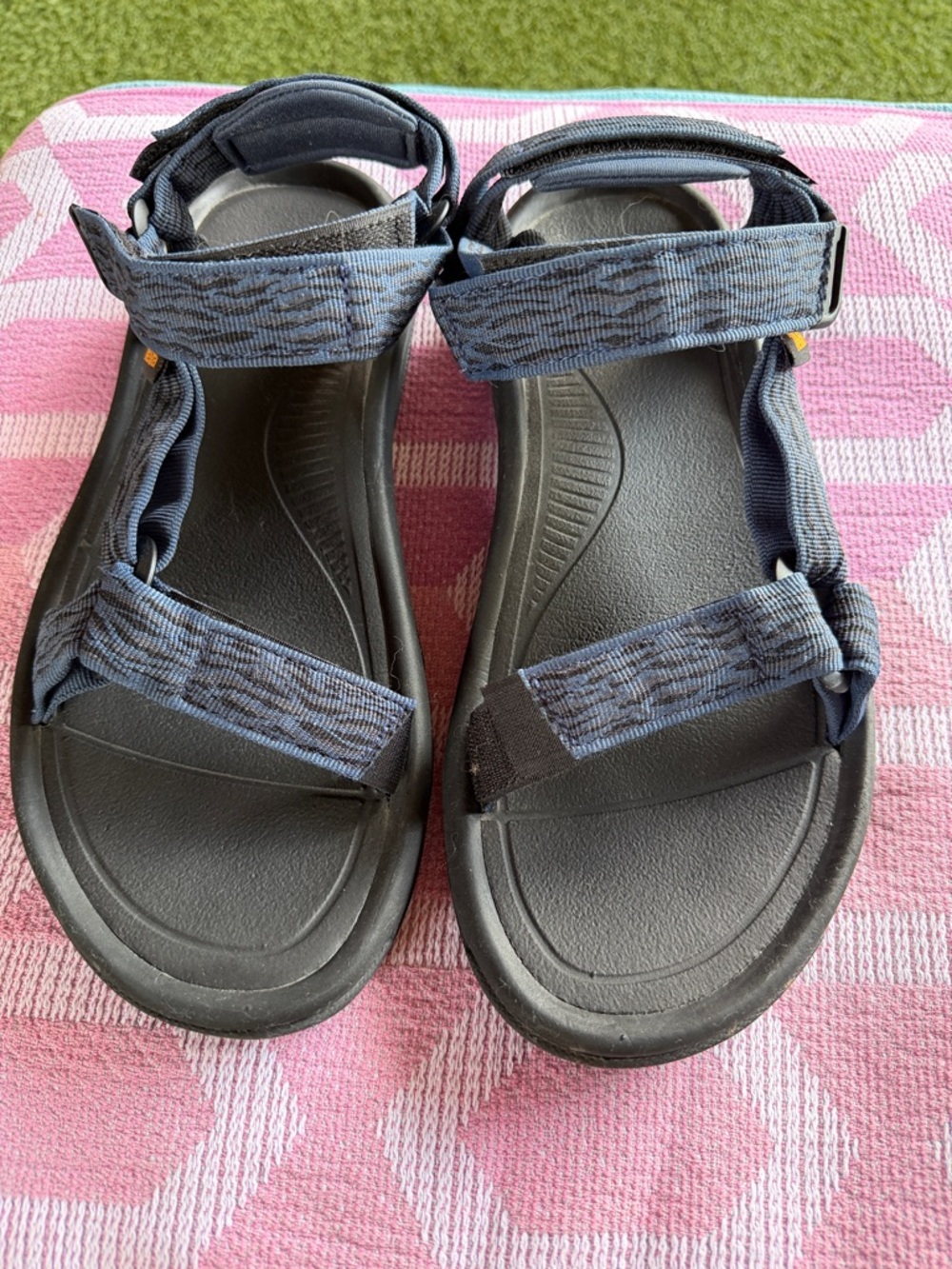 Teva Black and Dark Blue Patterned Strap Sport Sandals